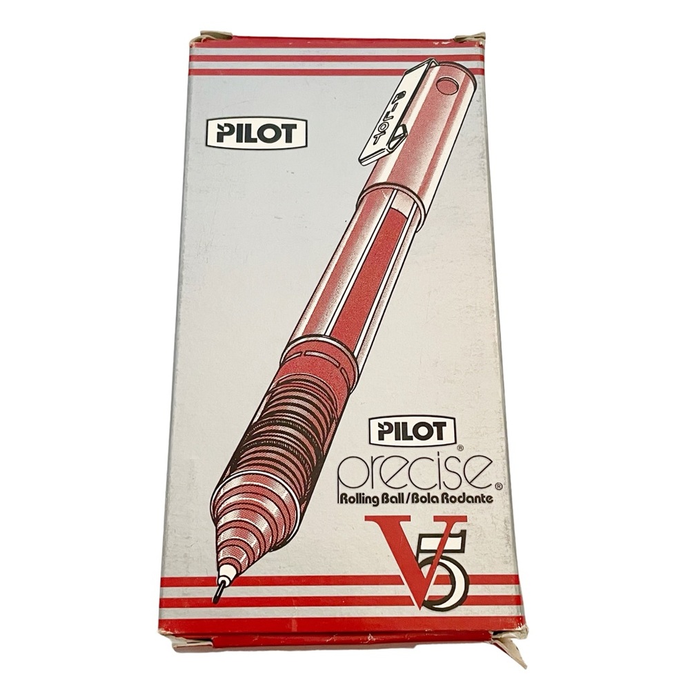 Pilot Precise V5 Extra Fine 10 Red Rolling Ball‎ Pens Extra Fine Tip 0.5mm NEW